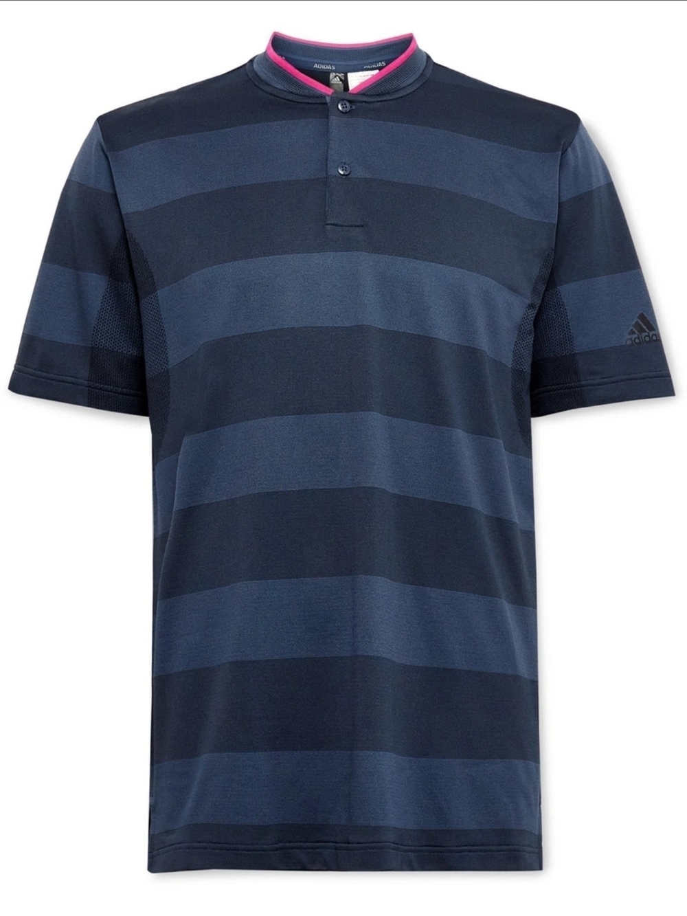 Adidas Primeknit Golf Polo Shirt Blade Collar Mens 2xl Navy Striped short sleeve